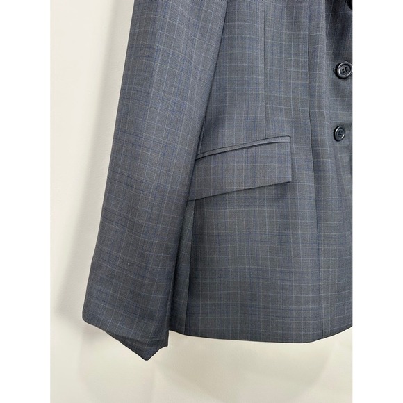 R J CLASSICS Platinum Women's Plaid Blazer Jacket Size 10R Dark Gray Blue - Picture 3 of 11